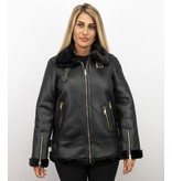 Z-design Shearling Jacket Damen - Lammy Coat - Schwarz
