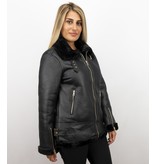 Z-design Shearling Jacket Damen - Lammy Coat - Schwarz