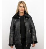 Z-design Shearling Jacket Damen - Lammy Coat - Schwarz