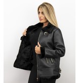 Z-design Shearling Jacket Damen - Lammy Coat - Schwarz