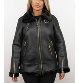 Z-design Shearling Jacket Damen - Lammy Coat - Schwarz