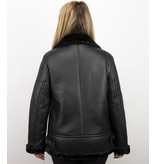 Z-design Shearling Jacket Damen - Lammy Coat - Schwarz