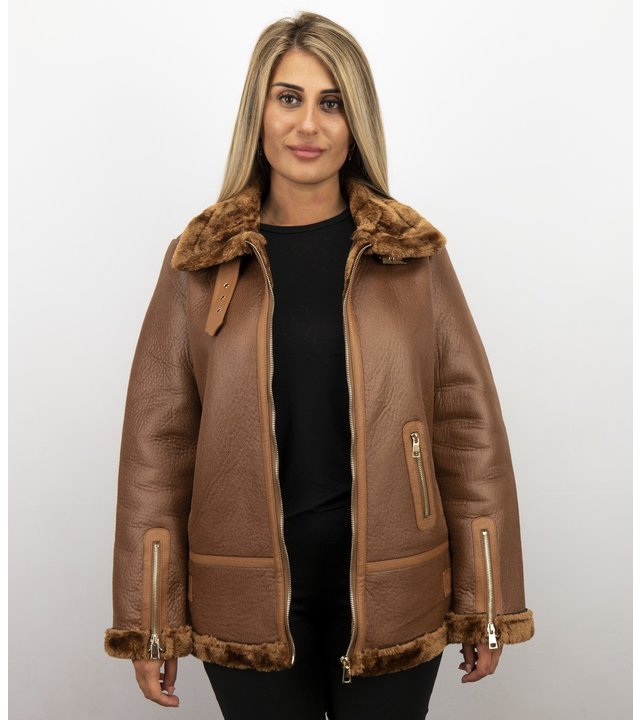 Z-design Lammy Coat - Shearling Jacket Damen - Braun