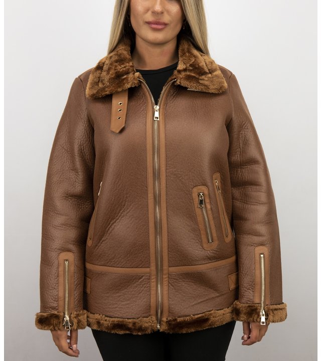 Z-design Lammy Coat - Shearling Jacket Damen - Braun