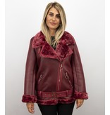 Z-design Shearling Jacket Damen - Lammy Coat - Bordeaux