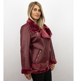 Z-design Shearling Jacket Damen - Lammy Coat - Bordeaux