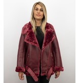 Z-design Shearling Jacket Damen - Lammy Coat - Bordeaux