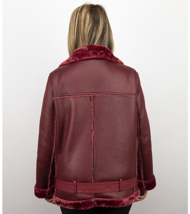 Z-design Shearling Jacket Damen - Lammy Coat - Bordeaux