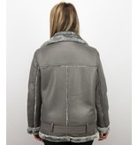 Z-design Lammy Coat - Shearling Winter Jacket Damen - Grau