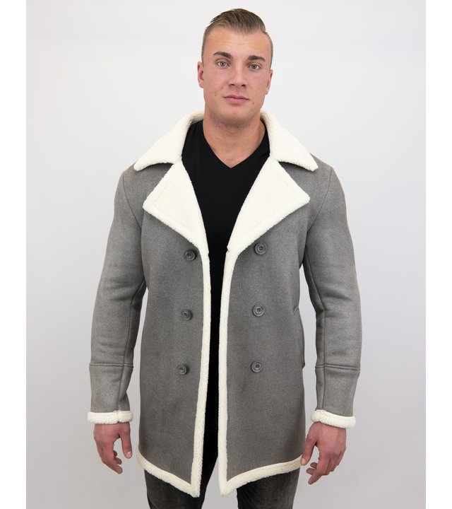 Frilivin Lammy Coat - Shearling Jacke Herren Lammfell - Grau