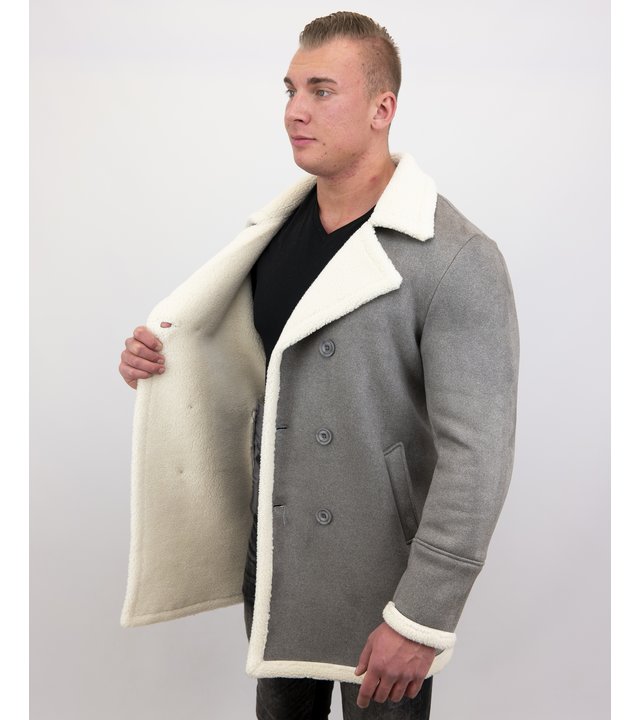 Frilivin Lammy Coat - Shearling Jacke Herren Lammfell - Grau