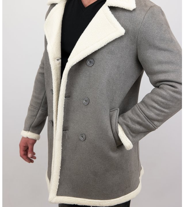 Frilivin Lammy Coat - Shearling Jacke Herren Lammfell - Grau