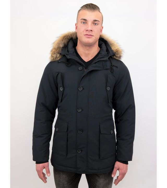 Tony Backer Winterjacken Herren mit Pelz - Parka - Blau