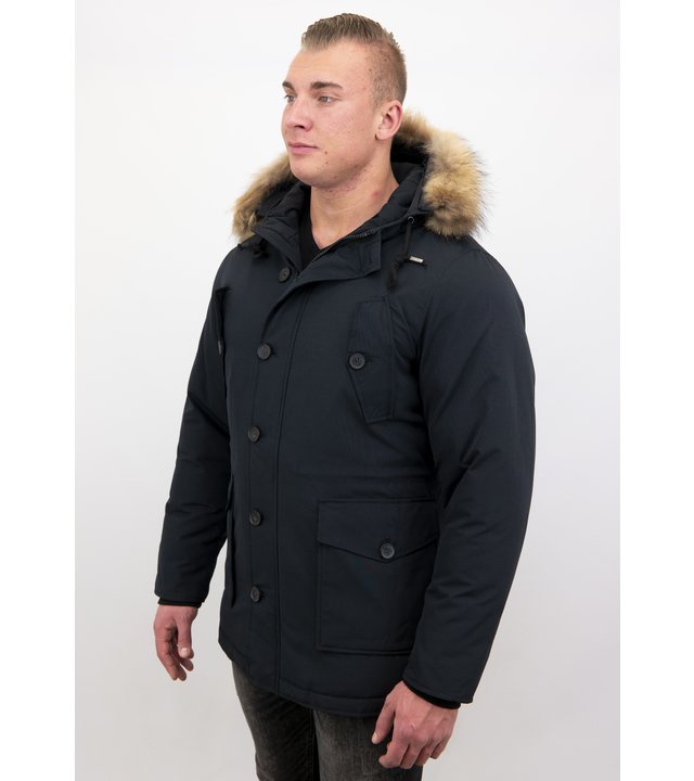 Tony Backer Winterjacken Herren mit Pelz - Parka - Blau