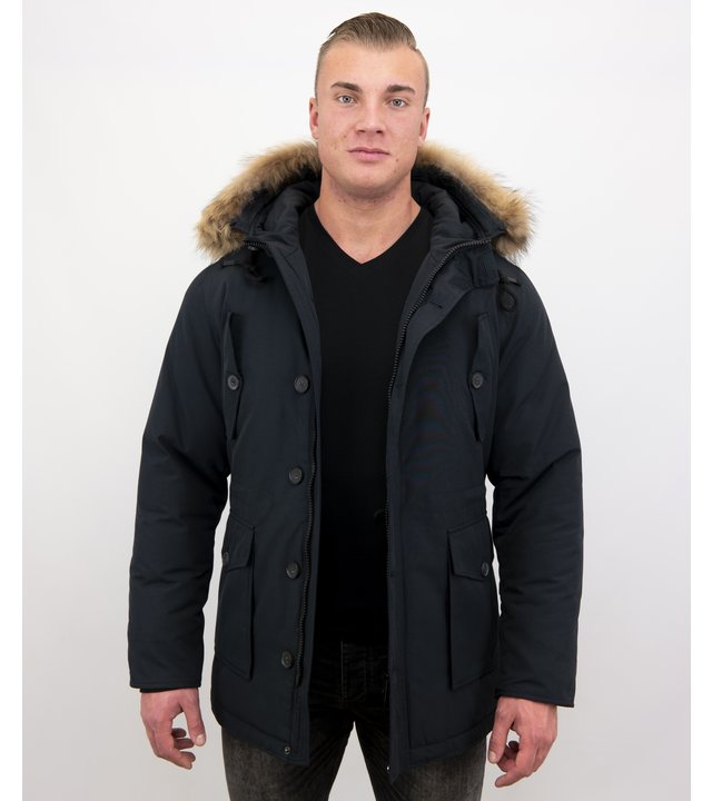 Tony Backer Winterjacken Herren mit Pelz - Parka - Blau