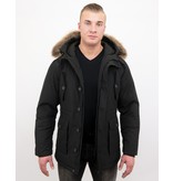 Tony Backer Herren Jacke mit Fellkragen - Outdoor Parka - Schwarz