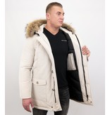 Enos Heren Jacken mit Fellkragen -Große Pelzkragen - Beige Enos Heren Jacken mit Fellkragen -Große Pelzkragen - Beige