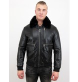 Wareen W Fliegerjacke Herren Kunstleder - 6605Z - Schwarz