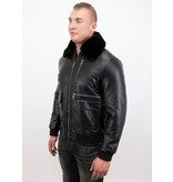 Wareen W Fliegerjacke Herren Kunstleder - 6605Z - Schwarz