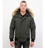 Enos Kurze Winterjacke Herren - Echtfell Jacke - Grün