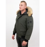 Enos Kurze Winterjacke Herren - Echtfell Jacke - Grün