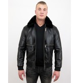 Wareen W Fliegerjacke Herren Kunstleder - 6605Z - Schwarz