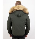 Enos Kurze Winterjacke Herren - Echtfell Jacke - Grün