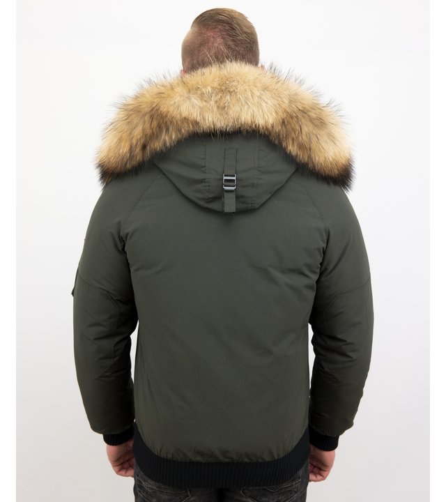 Enos Kurze Winterjacke Herren - Echtfell Jacke - Grün