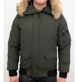 Enos Kurze Winterjacke Herren - Echtfell Jacke - Grün