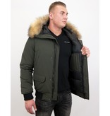 Enos Kurze Winterjacke Herren - Echtfell Jacke - Grün