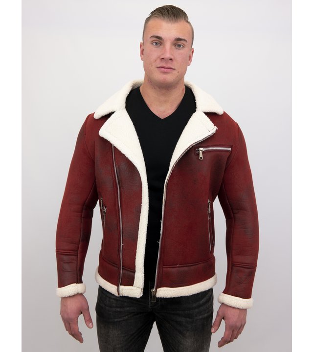 Frilivin Shearling Jacke Herren Lammfell - Lammy Coat - Rot