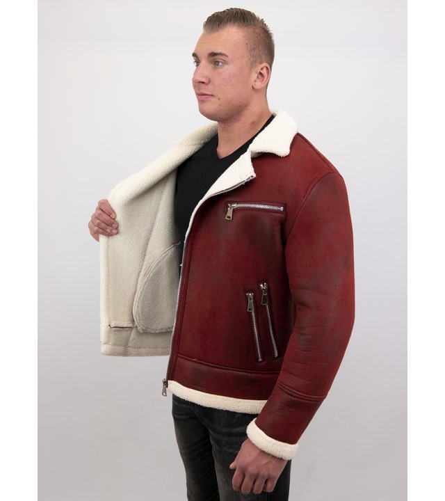 Frilivin Shearling Jacke Herren Lammfell - Lammy Coat - Rot