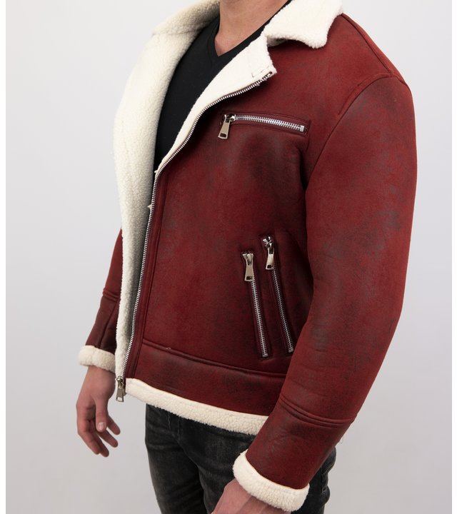 Frilivin Shearling Jacke Herren Lammfell - Lammy Coat - Rot