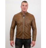 Enos Herren Kunstlederjacke - Bikerjacke - Brown