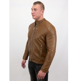 Enos Herren Kunstlederjacke - Bikerjacke - Brown