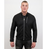 Enos Herren Kunstlederjacke - Bikerjacke - Schwarz