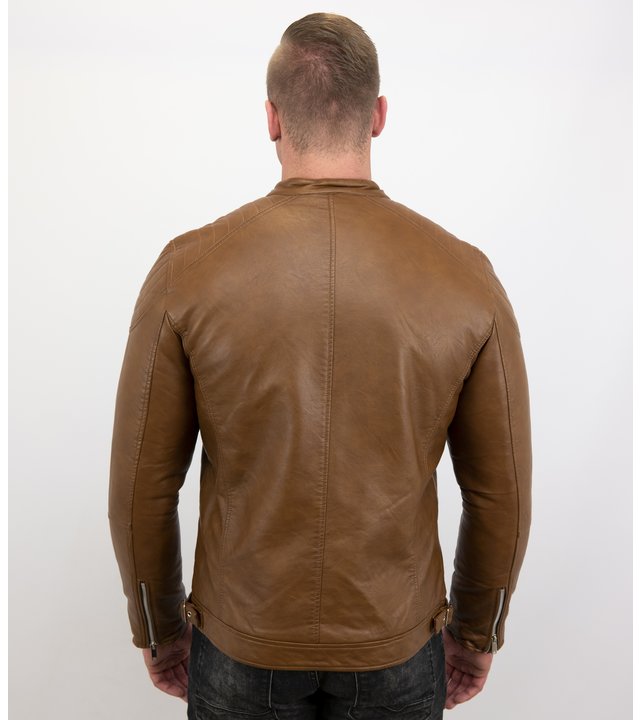 Enos Herren Kunstlederjacke - Bikerjacke - Brown