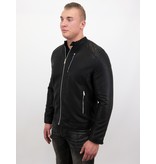 Enos Herren Kunstlederjacke - Bikerjacke - Schwarz