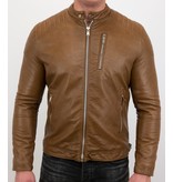 Enos Herren Kunstlederjacke - Bikerjacke - Brown