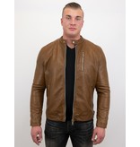 Enos Herren Kunstlederjacke - Bikerjacke - Brown