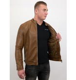 Enos Herren Kunstlederjacke - Bikerjacke - Brown