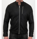 Enos Herren Kunstlederjacke - Bikerjacke - Schwarz