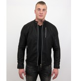 Enos Herren Kunstlederjacke - Bikerjacke - Schwarz