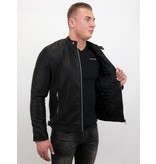 Enos Herren Kunstlederjacke - Bikerjacke - Schwarz