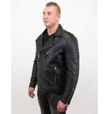 Enos Motorradjacke Herren Kunstleder - Schwarz