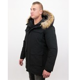 Enos Winterjacke Herren - Parka mit Fellkragen - Schwarz