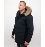 Enos Winterjacke Herren - Parka mit Fellkragen - Blau