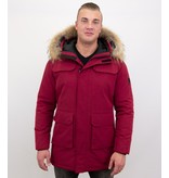 Enos Parka Herren Winterjacke - Mit Fellpelzkragen - Rot