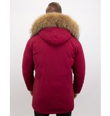 Enos Parka Herren Winterjacke - Mit Fellpelzkragen - Rot