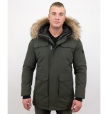 Enos  Winterjacke Herren - Parka mit  Echtpelzkragen - Grün